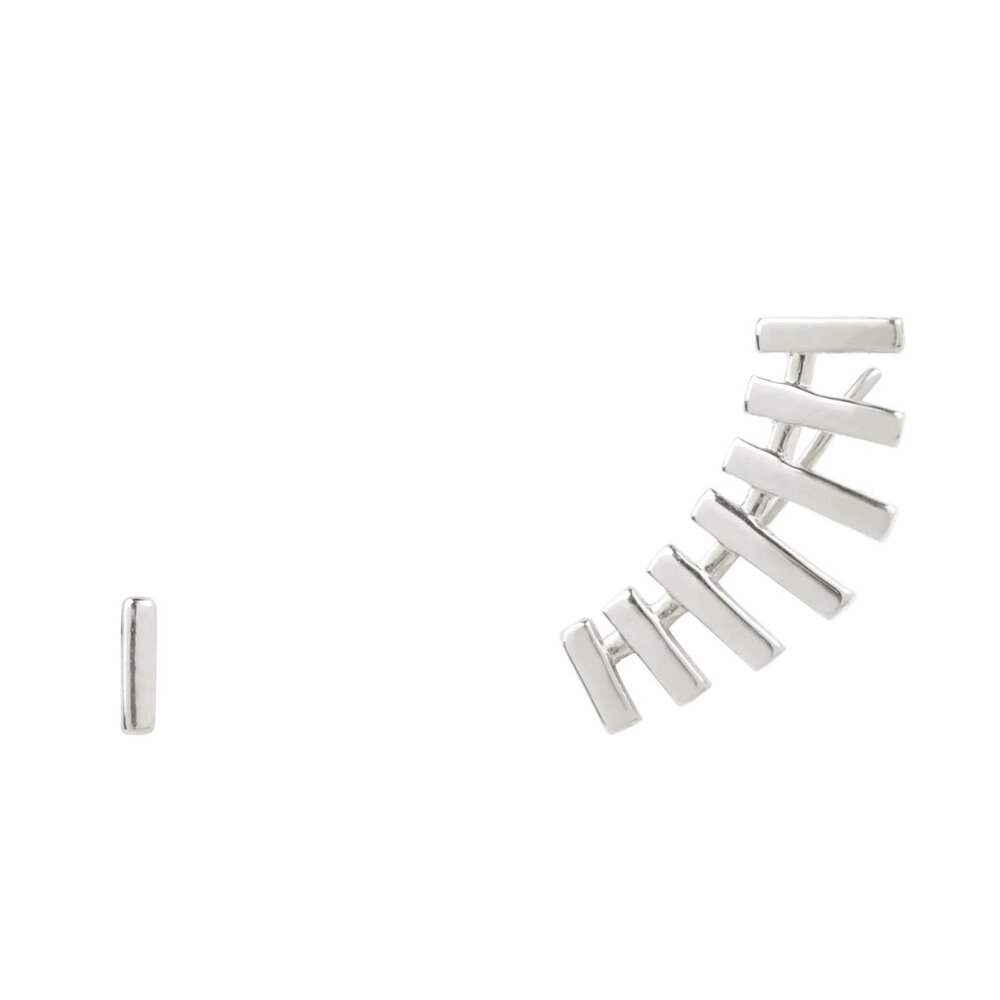 nOir Jewelry Scatter Climber Mismatched Earrings Silver